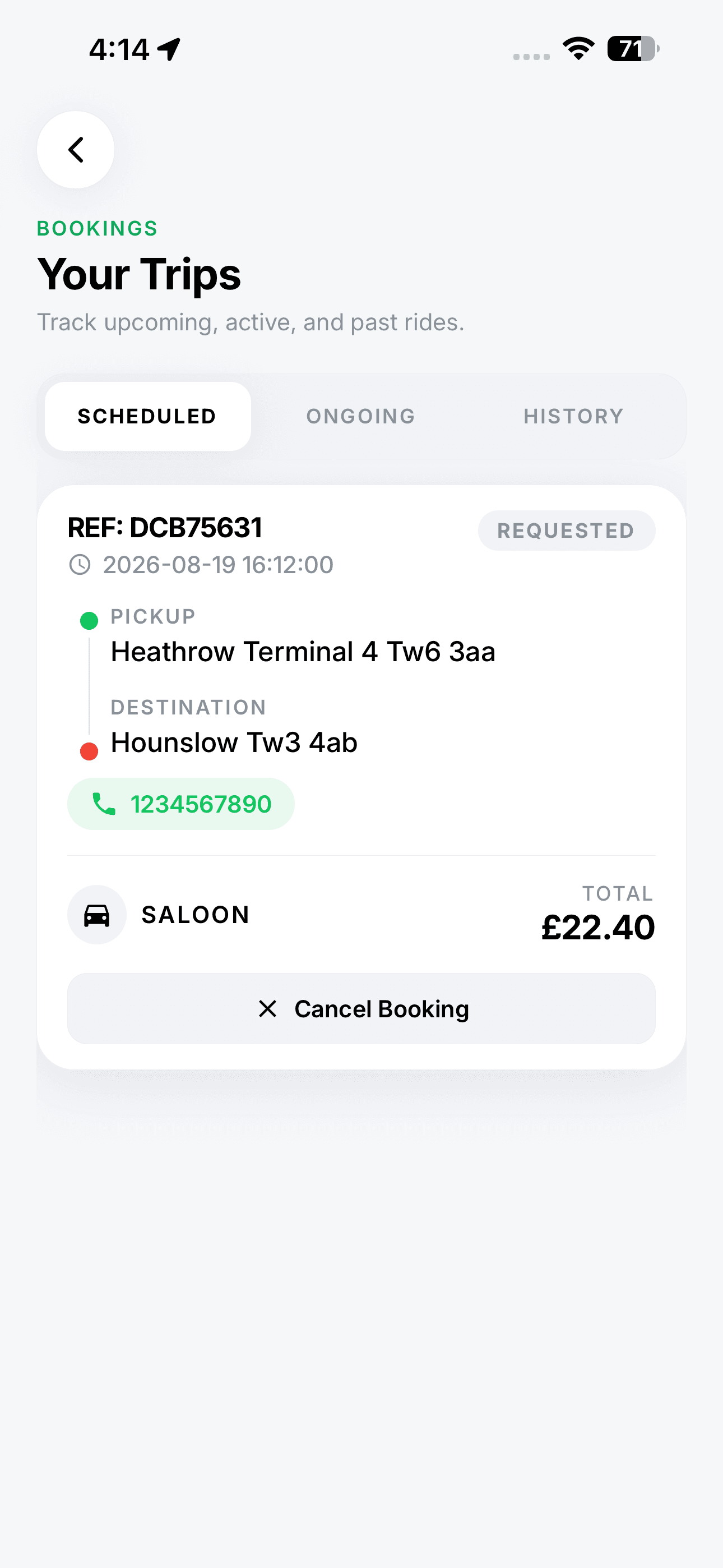 passenger app l3 screenshot